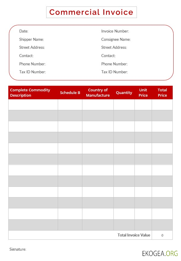 Modèle de facture commerciale modifiable